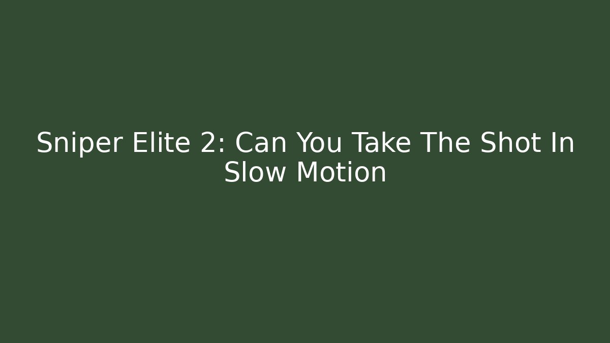 Sniper Elite 2: Can You Take The Shot In Slow Motion