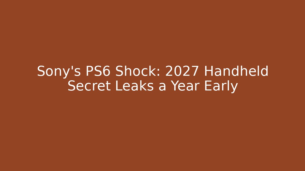 Sony's PS6 Shock: 2027 Handheld Secret Leaks a Year Early