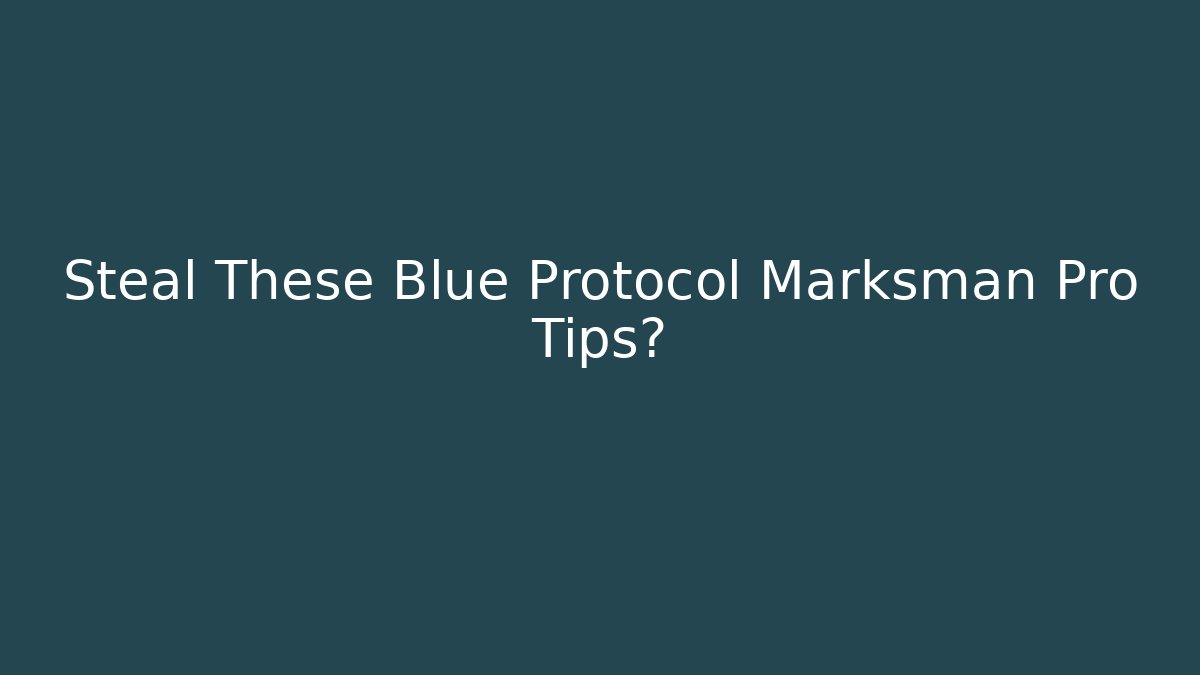 Steal These Blue Protocol Marksman Pro Tips?