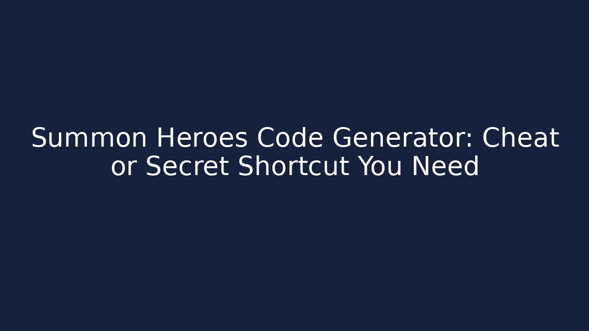 Summon Heroes Code Generator: Cheat or Secret Shortcut You Need