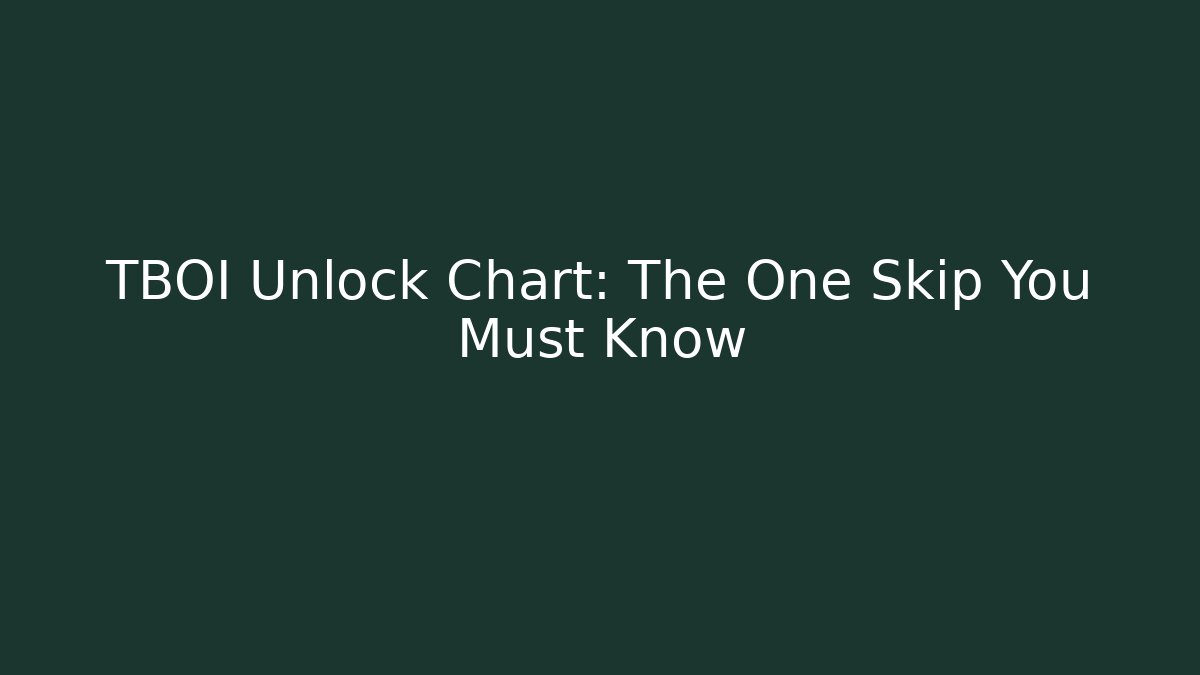TBOI Unlock Chart: The One Skip You Must Know