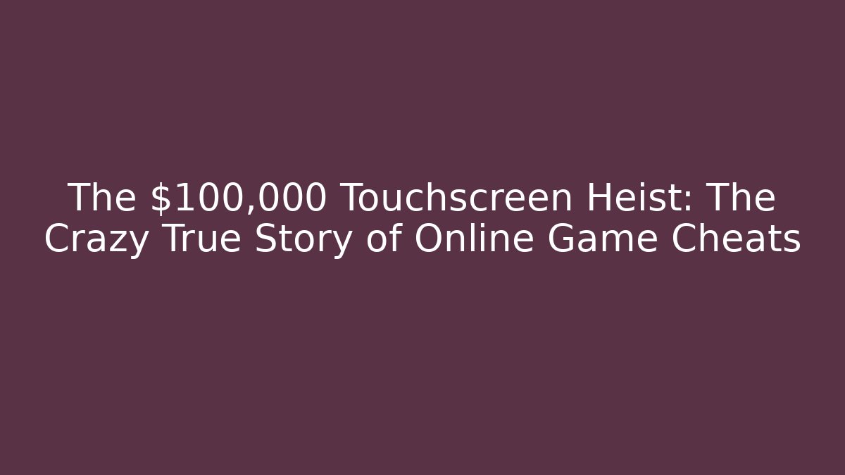 The $100,000 Touchscreen Heist: The Crazy True Story of Online Game Cheats