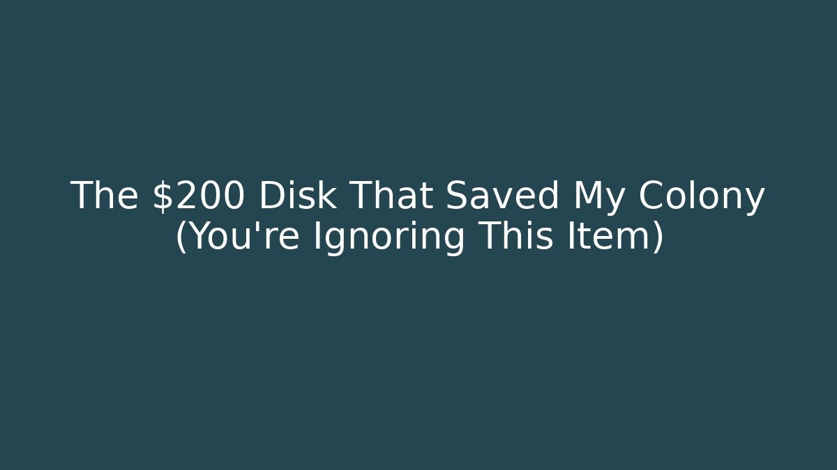 The $200 Disk That Saved My Colony (You’re Ignoring This Item)