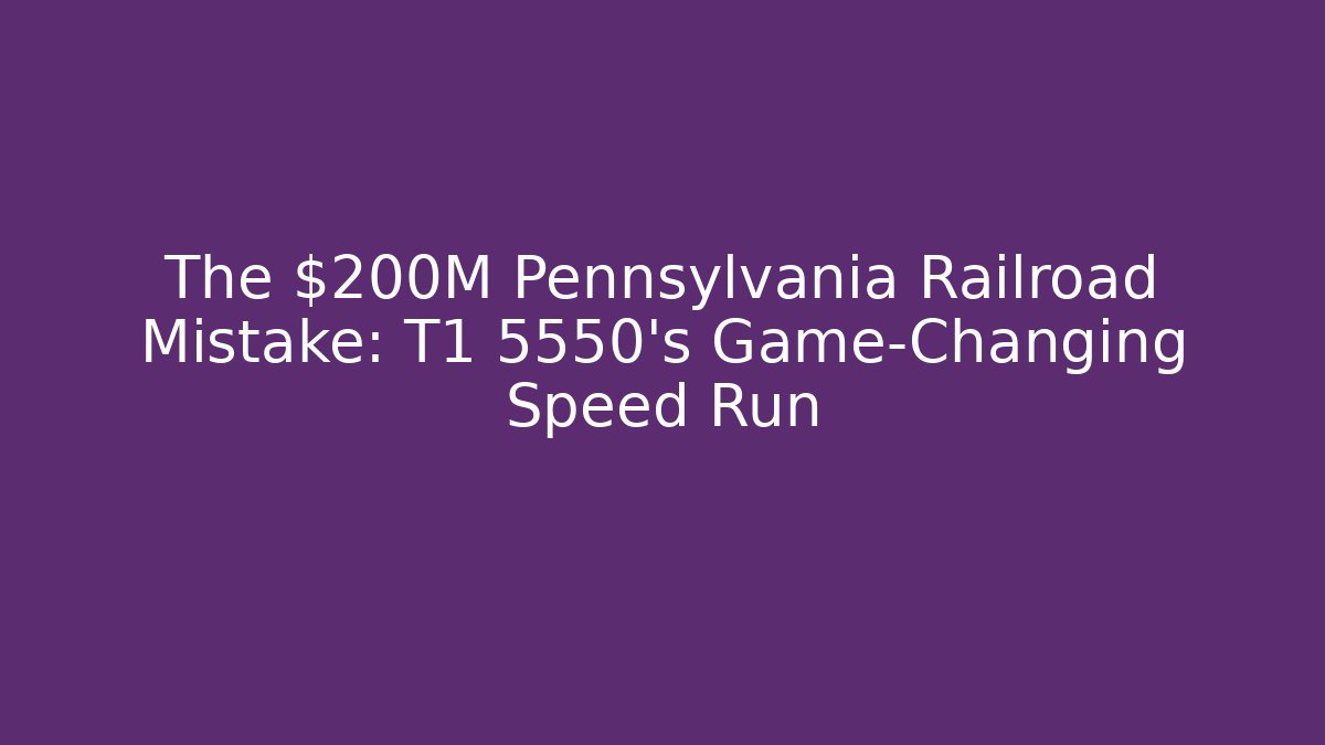 The $200M Pennsylvania Railroad Mistake: T1 5550's Game-Changing Speed Run