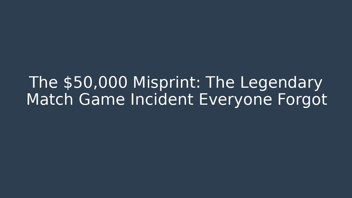 The $50,000 Misprint: The Legendary Match Game Incident Everyone Forgot