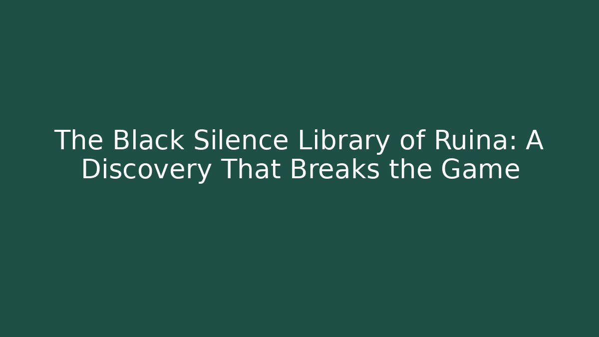 The Black Silence Library of Ruina: A Discovery That Breaks the Game