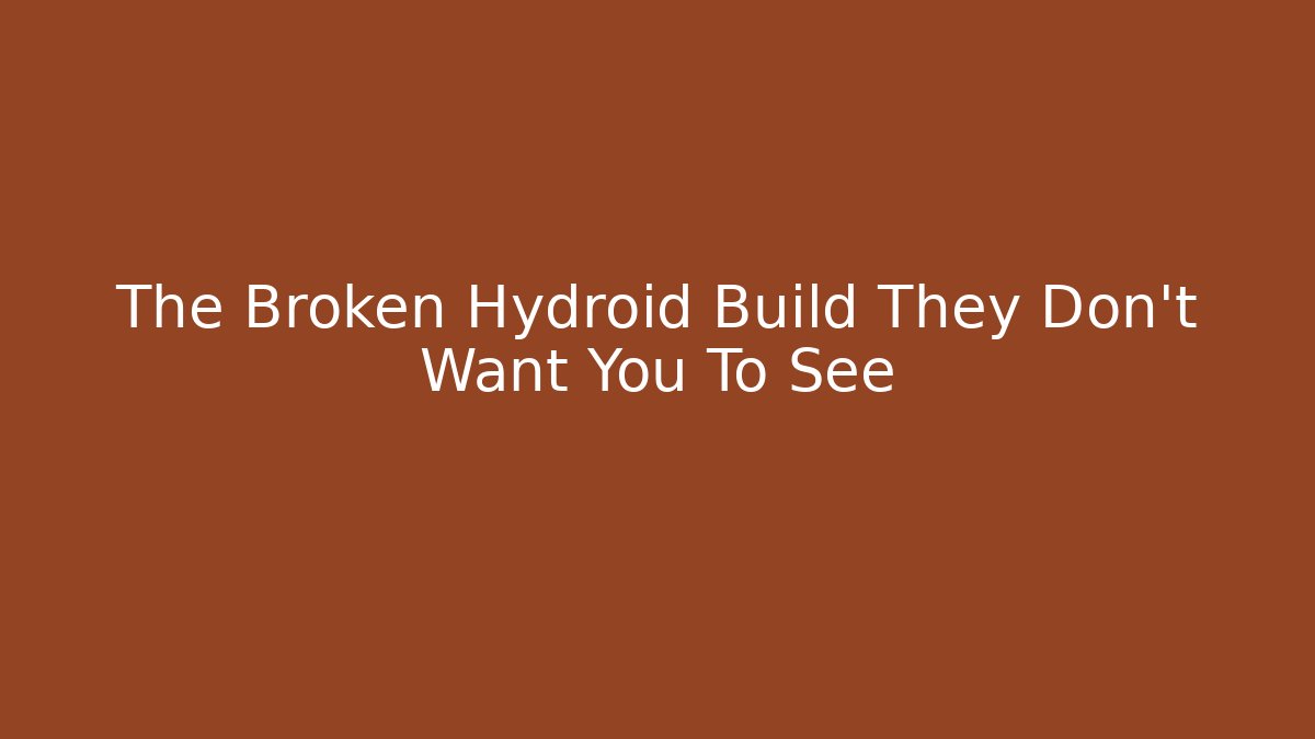 The Broken Hydroid Build They Don't Want You To See