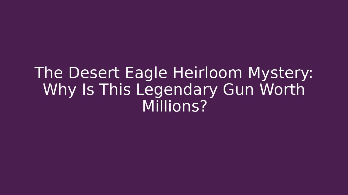 The Desert Eagle Heirloom Mystery: Why Is This Legendary Gun Worth Millions?