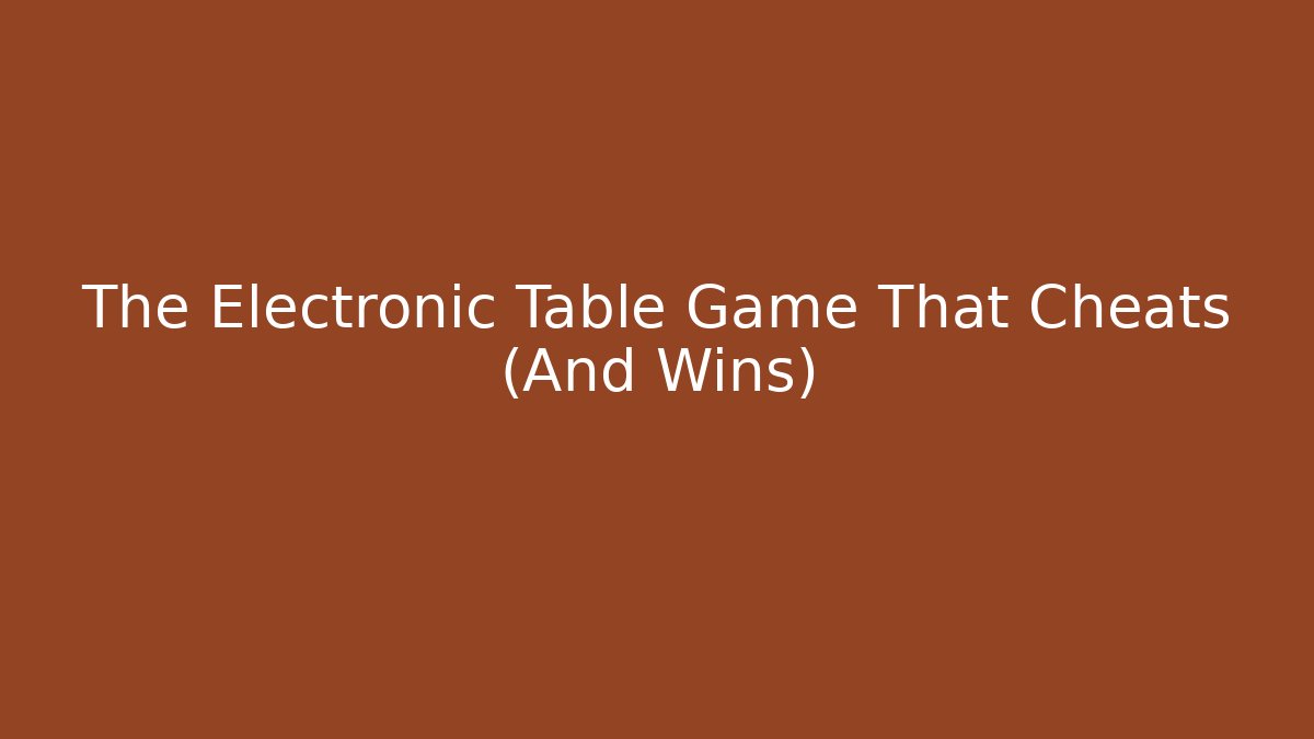 The Electronic Table Game That Cheats (And Wins) - Andrea Zevedo