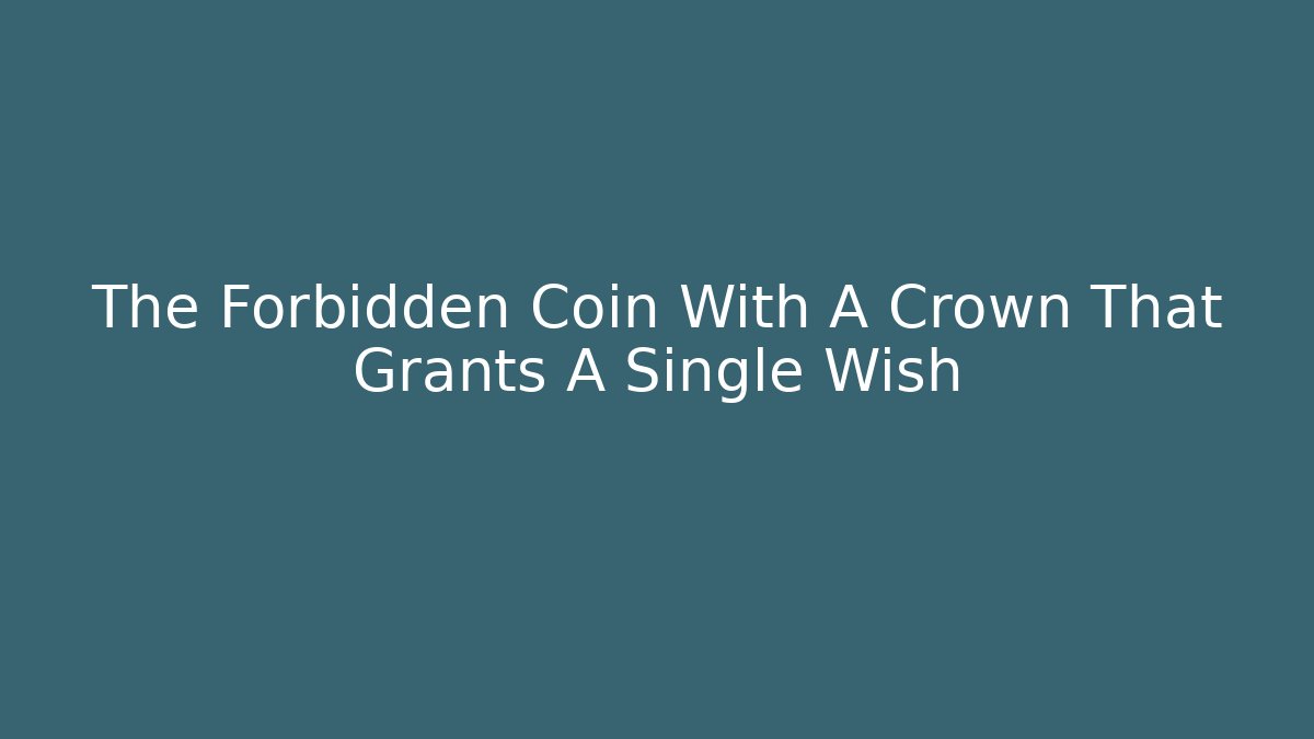 The Forbidden Coin With A Crown That Grants A Single Wish