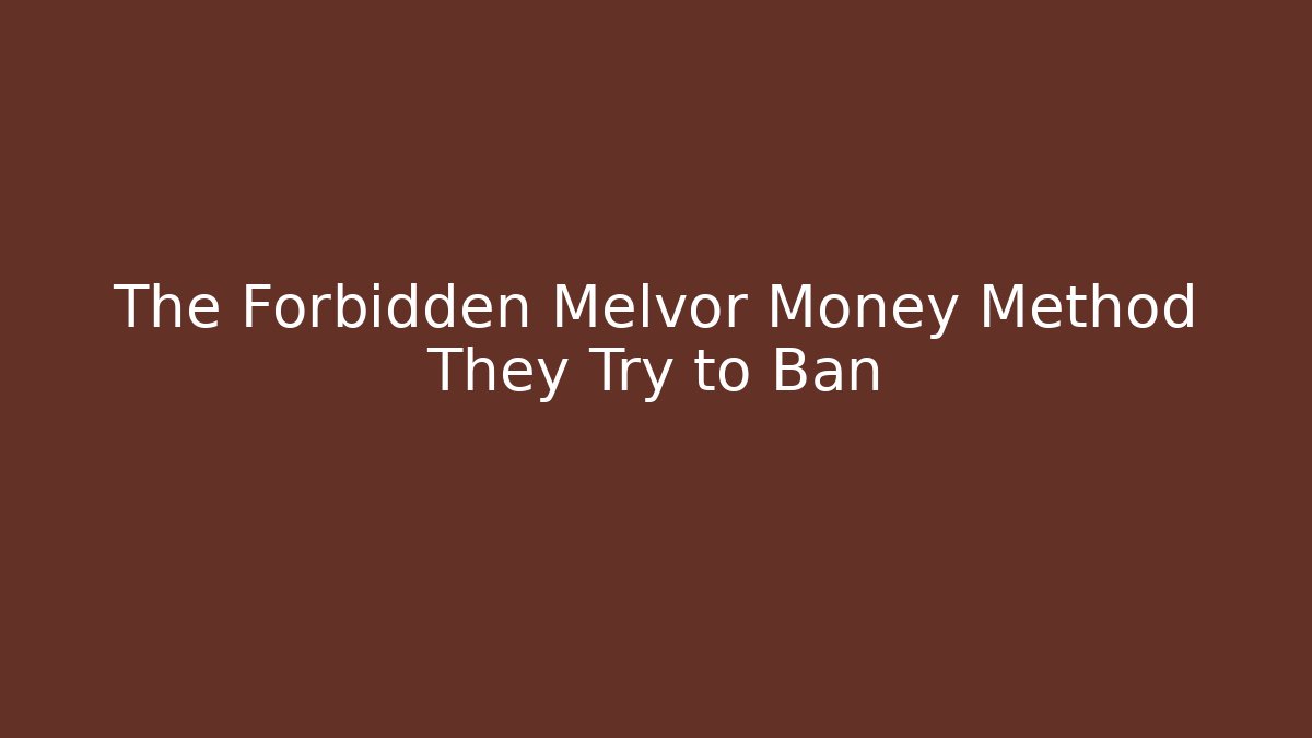The Forbidden Melvor Money Method They Try to Ban
