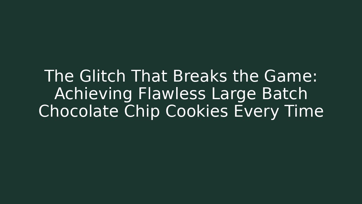 The Glitch That Breaks the Game: Achieving Flawless Large Batch Chocolate Chip Cookies Every Time