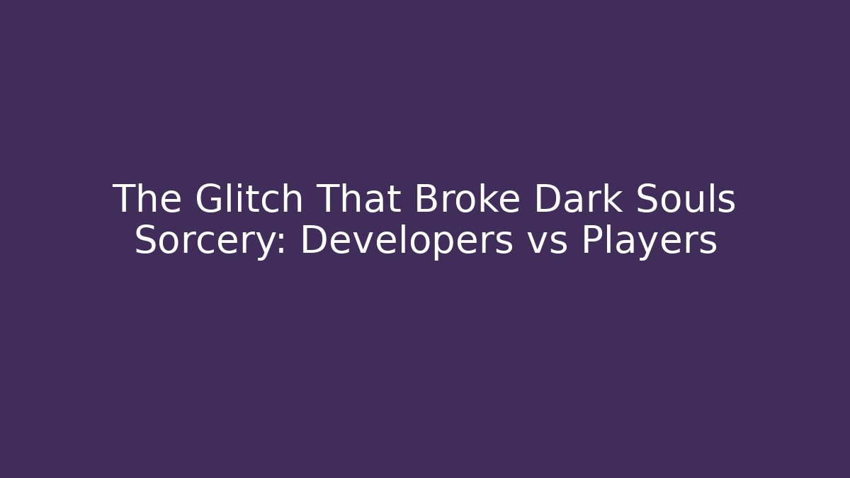 The Glitch That Broke Dark Souls Sorcery: Developers vs Players