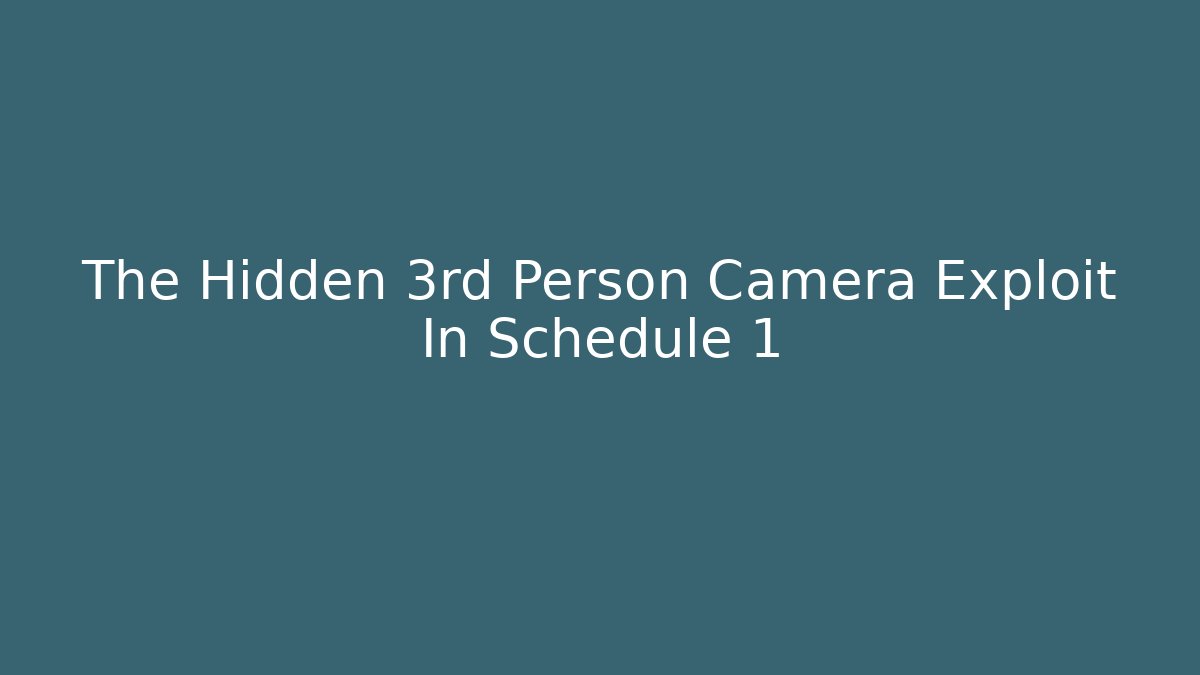 The Hidden 3rd Person Camera Exploit In Schedule 1