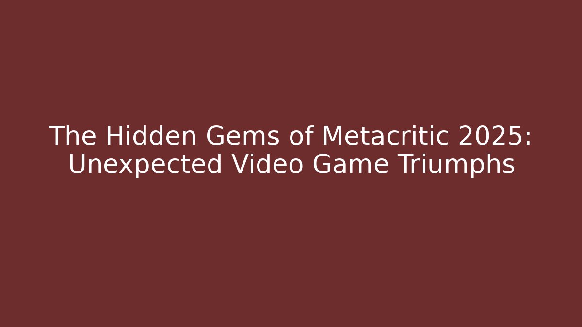 The Hidden Gems of Metacritic 2025: Unexpected Video Game Triumphs