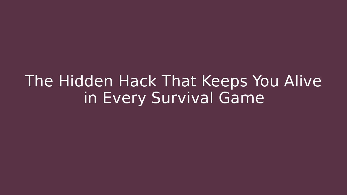 The Hidden Hack That Keeps You Alive in Every Survival Game