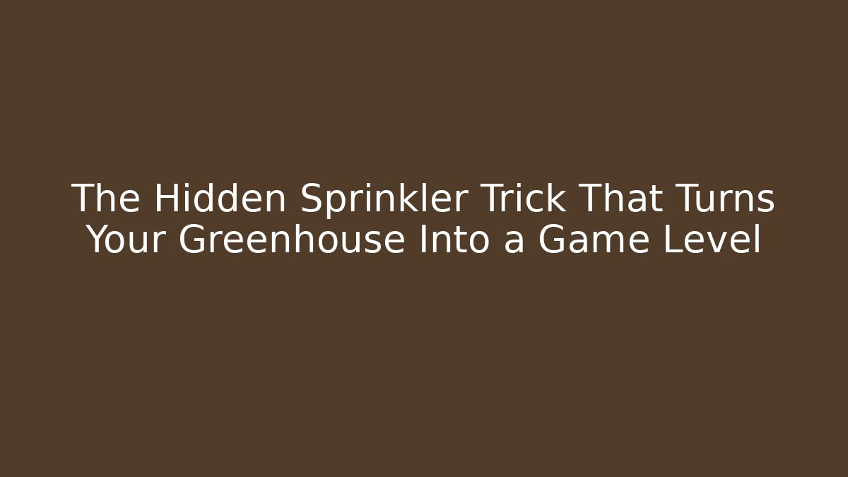 The Hidden Sprinkler Trick That Turns Your Greenhouse Into a Game Level