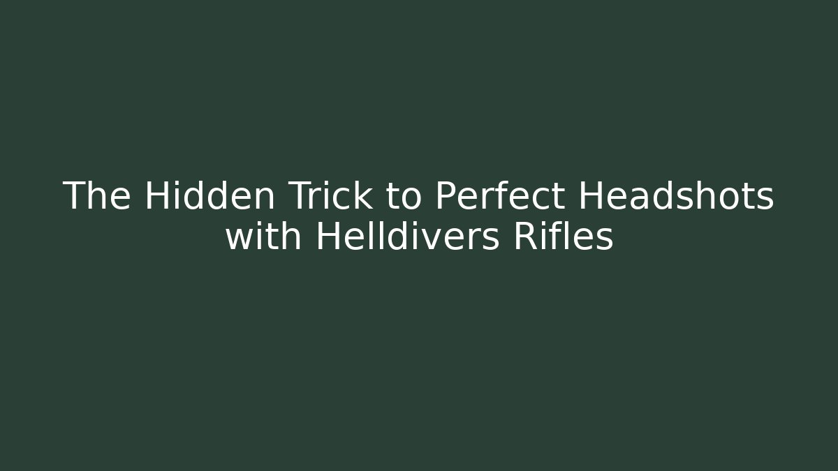 The Hidden Trick to Perfect Headshots with Helldivers Rifles - Andrea Zevedo