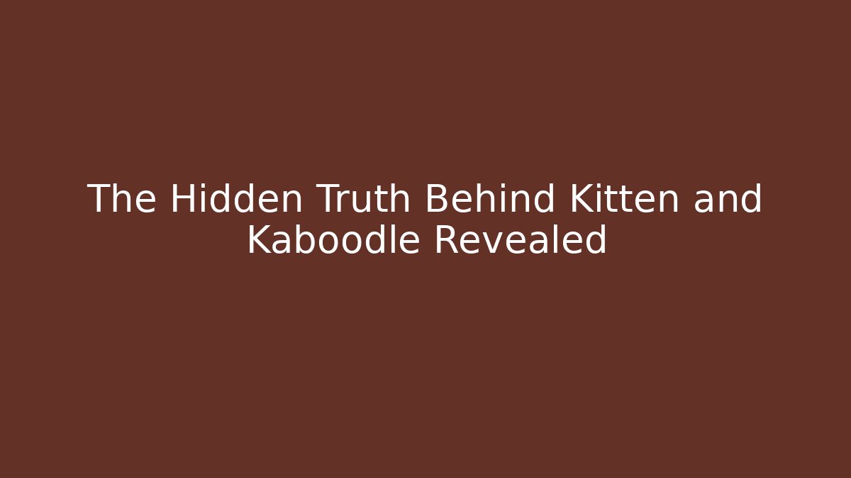 The Hidden Truth Behind Kitten and Kaboodle Revealed