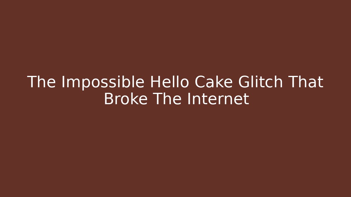 The Impossible Hello Cake Glitch That Broke The Internet