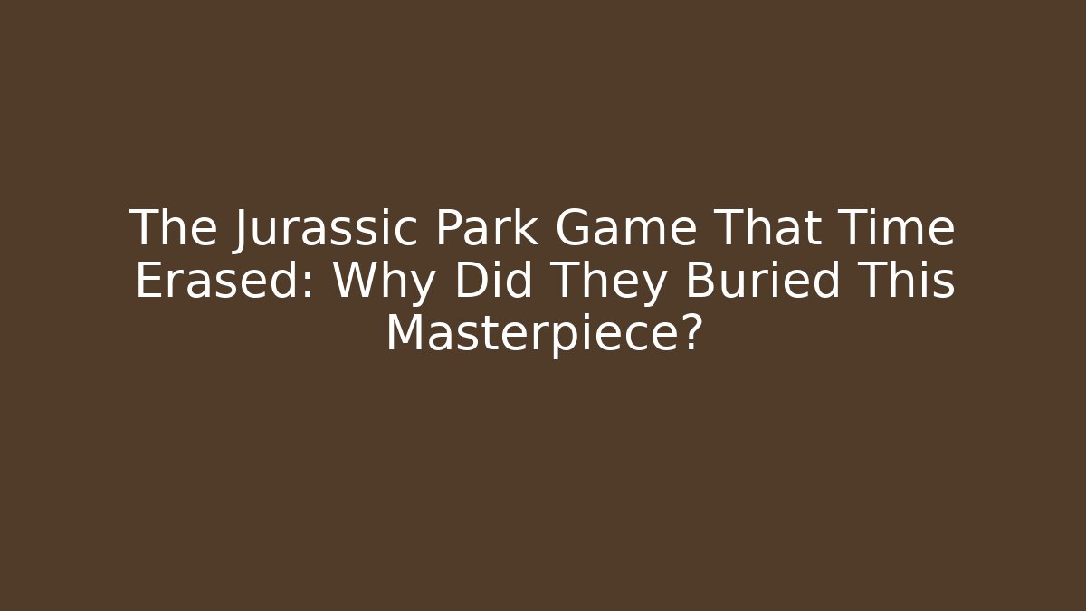 The Jurassic Park Game That Time Erased: Why Did They Buried This Masterpiece?