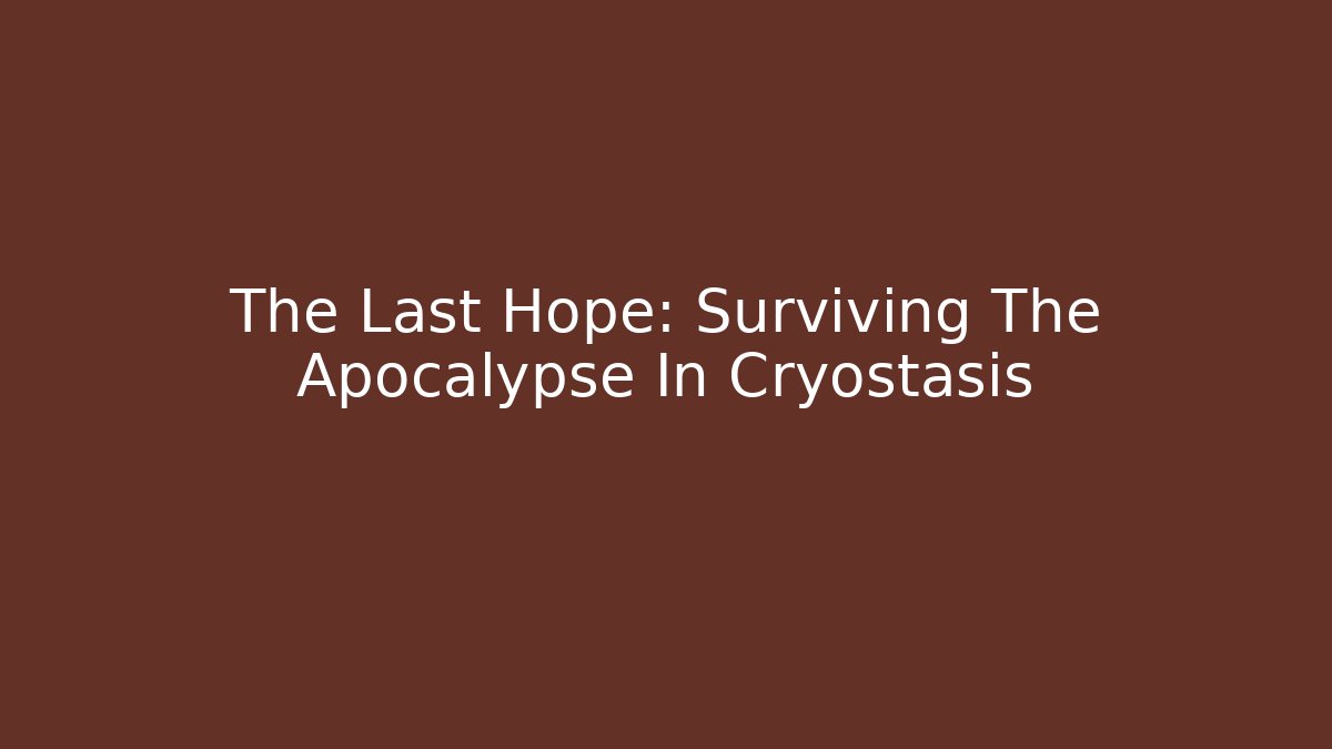 The Last Hope: Surviving The Apocalypse In Cryostasis