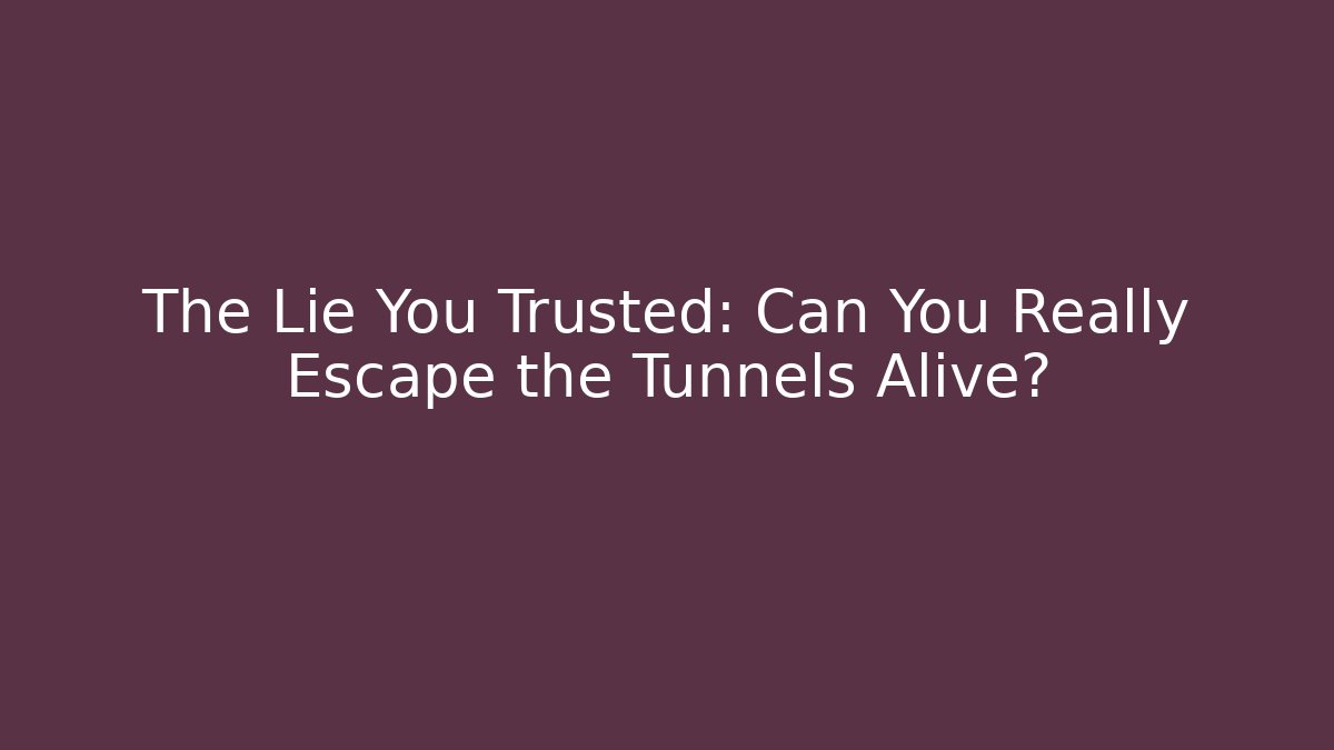 The Lie You Trusted: Can You Really Escape the Tunnels Alive?