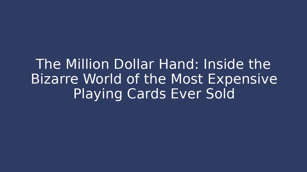 The Million Dollar Hand: Inside the Bizarre World of the Most Expensive Playing Cards Ever Sold