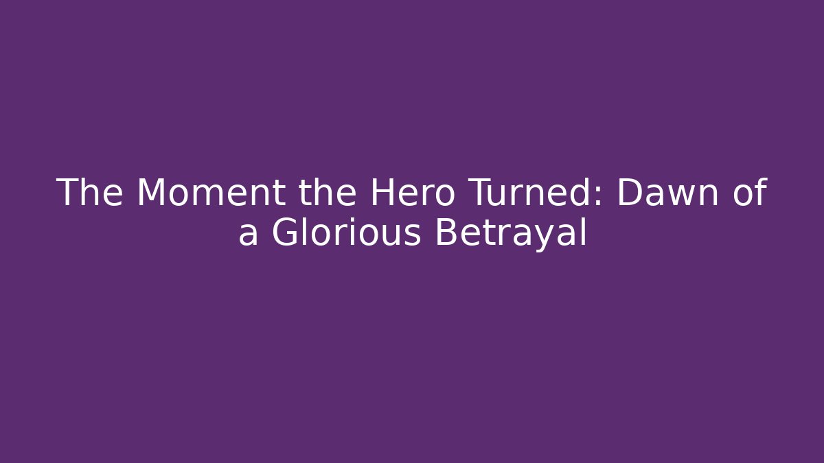 The Moment the Hero Turned: Dawn of a Glorious Betrayal