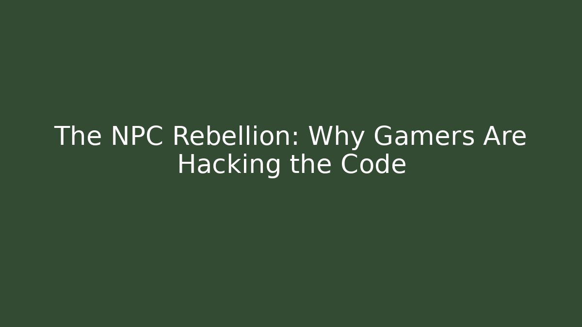 The NPC Rebellion: Why Gamers Are Hacking the Code