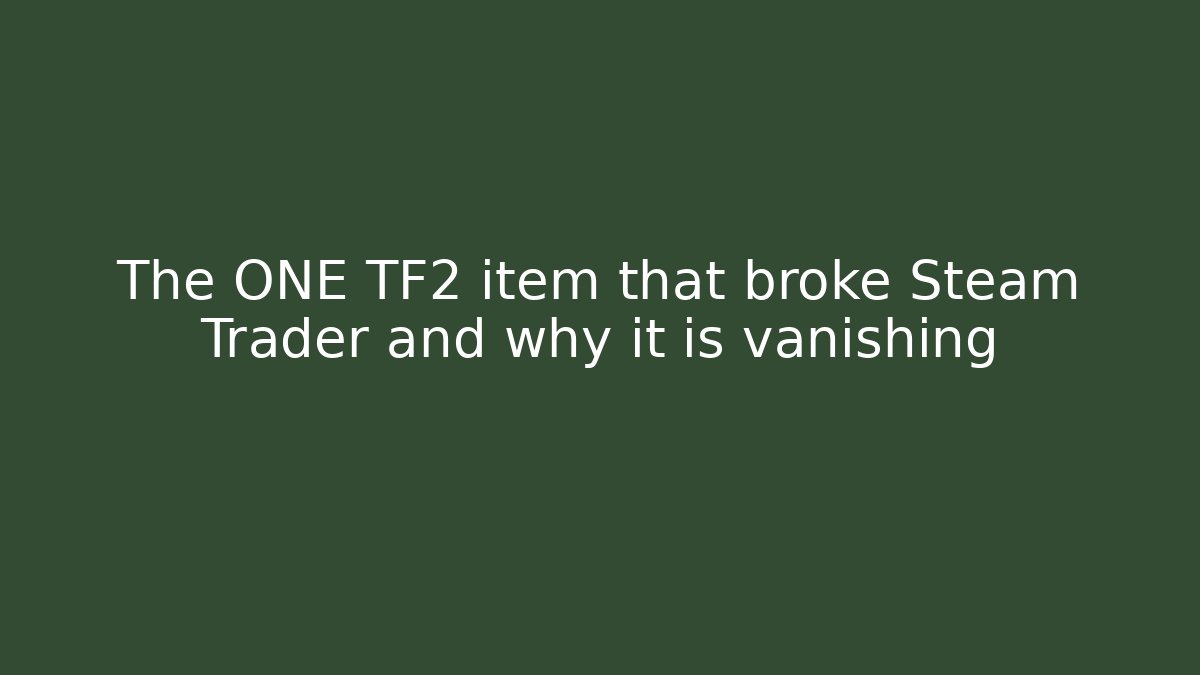 The ONE TF2 item that broke Steam Trader and why it is vanishing
