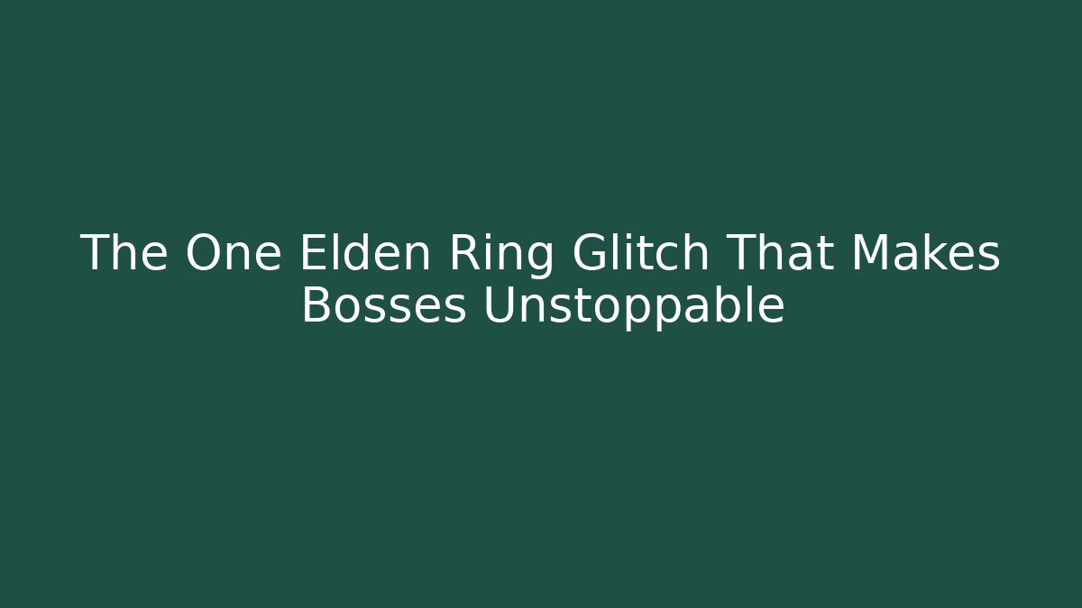 The One Elden Ring Glitch That Makes Bosses Unstoppable - Andrea Zevedo