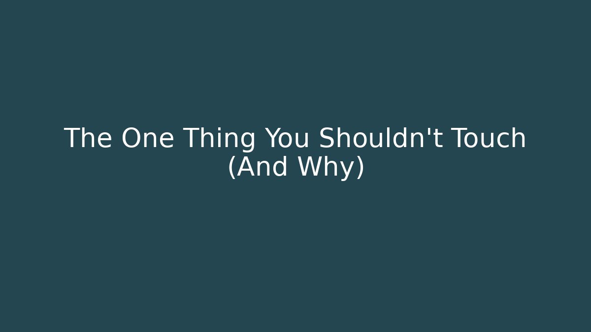 The One Thing You Shouldn't Touch (And Why)