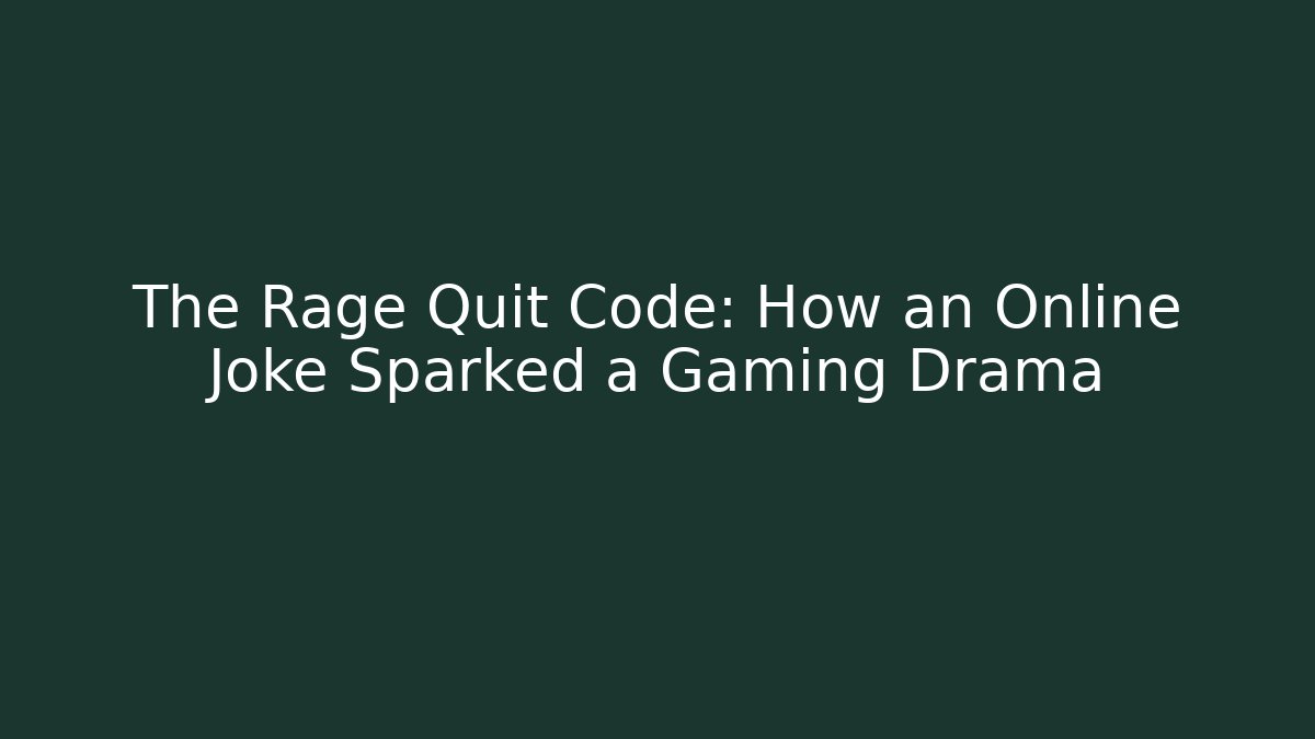 The Rage Quit Code: How an Online Joke Sparked a Gaming Drama