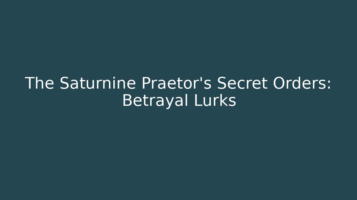 The Saturnine Praetor's Secret Orders: Betrayal Lurks