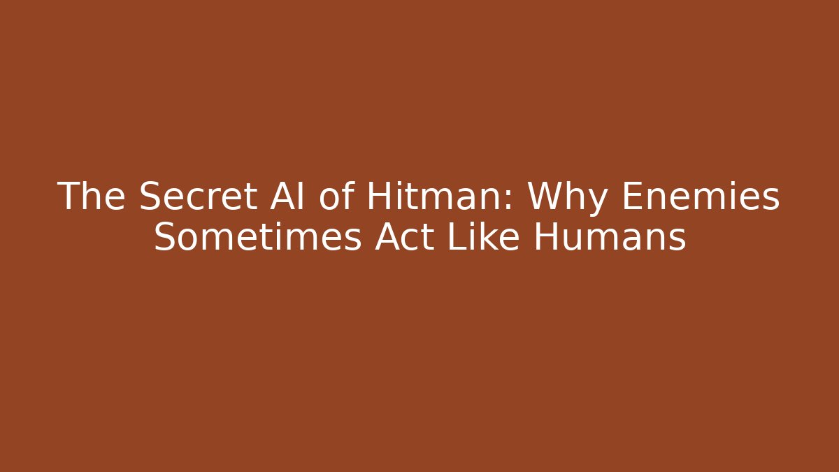 The Secret AI of Hitman: Why Enemies Sometimes Act Like Humans