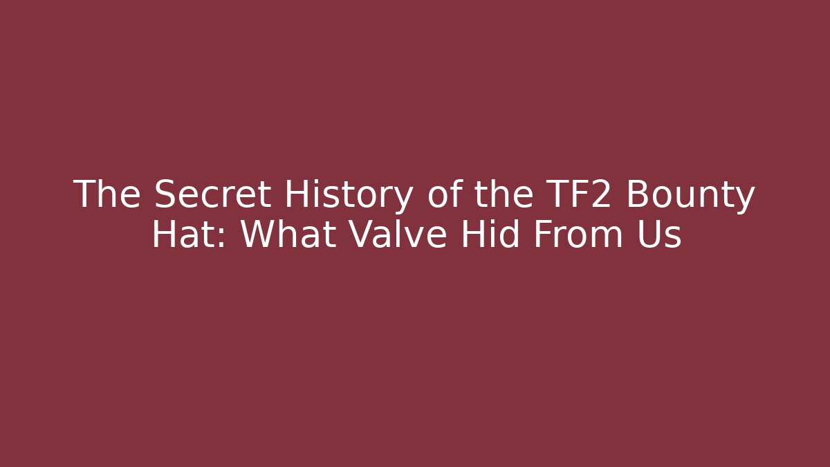 The Secret History of the TF2 Bounty Hat: What Valve Hid From Us