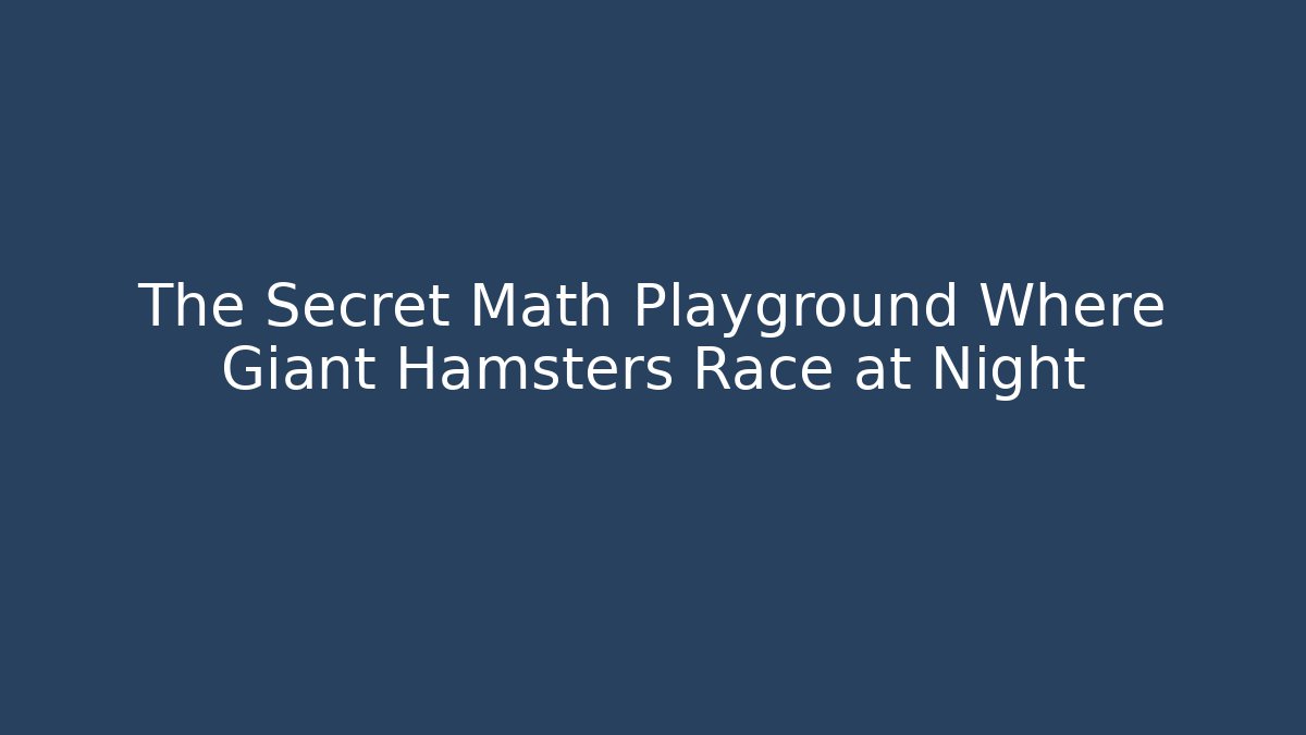 The Secret Math Playground Where Giant Hamsters Race at Night