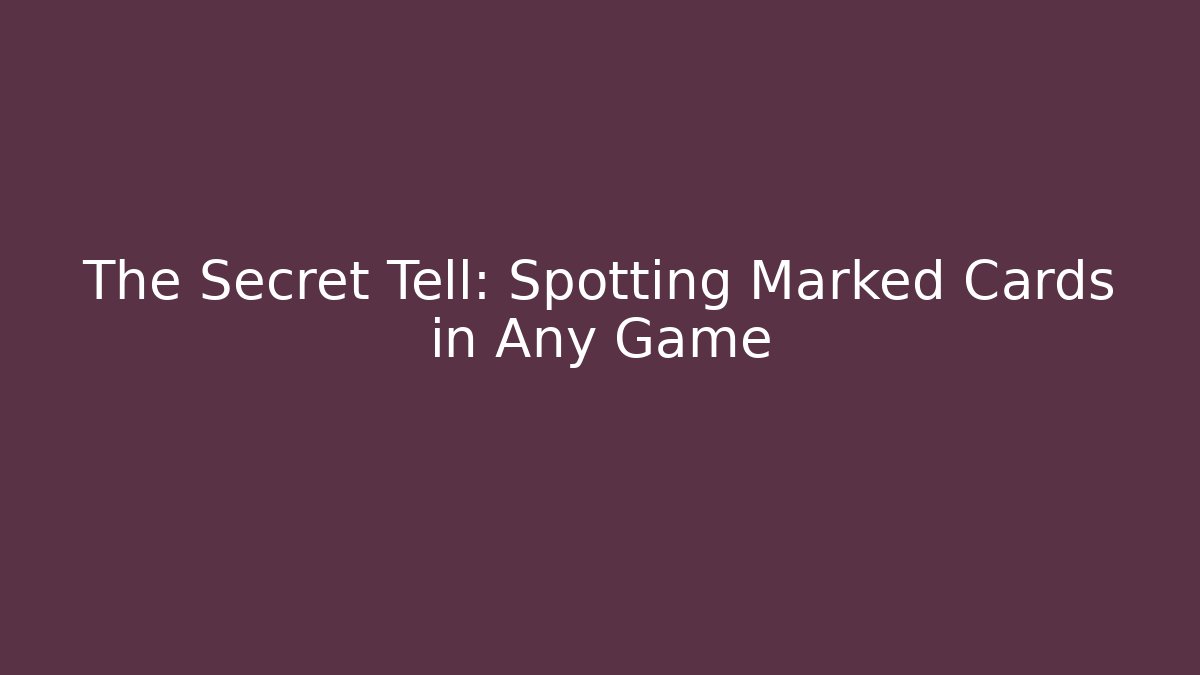 The Secret Tell: Spotting Marked Cards in Any Game