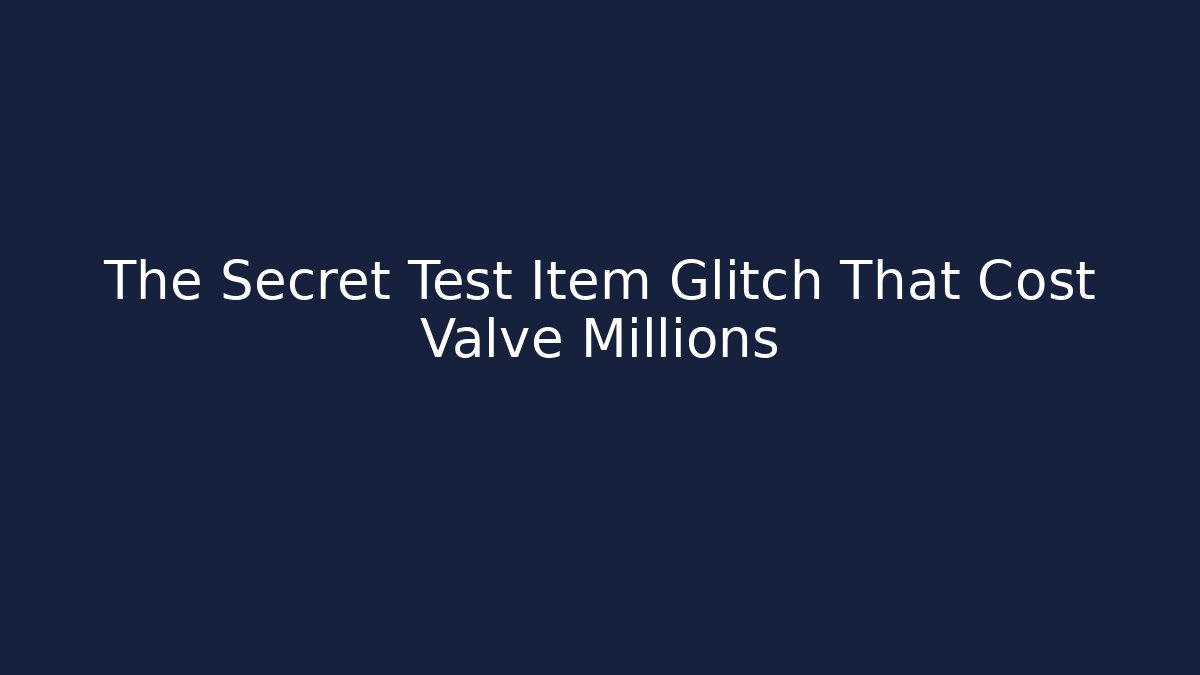 The Secret Test Item Glitch That Cost Valve Millions - Andrea Zevedo
