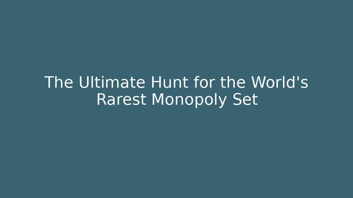 The Ultimate Hunt for the World’s Rarest Monopoly Set