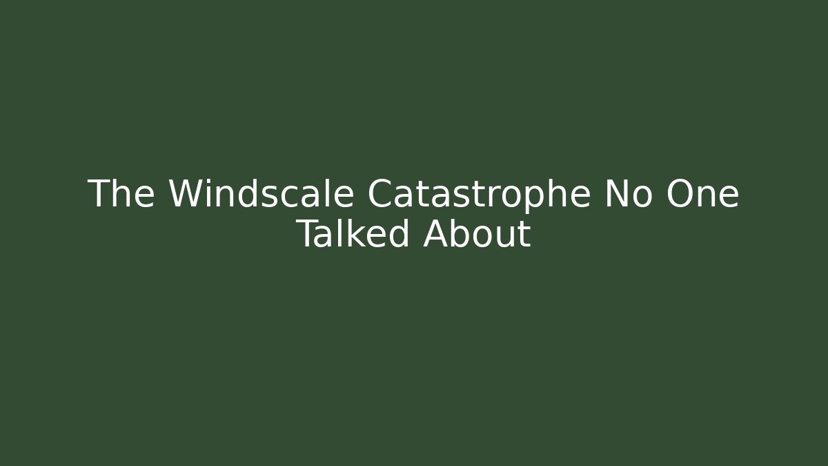 The Windscale Catastrophe No One Talked About