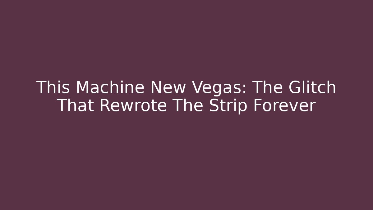 This Machine New Vegas: The Glitch That Rewrote The Strip Forever