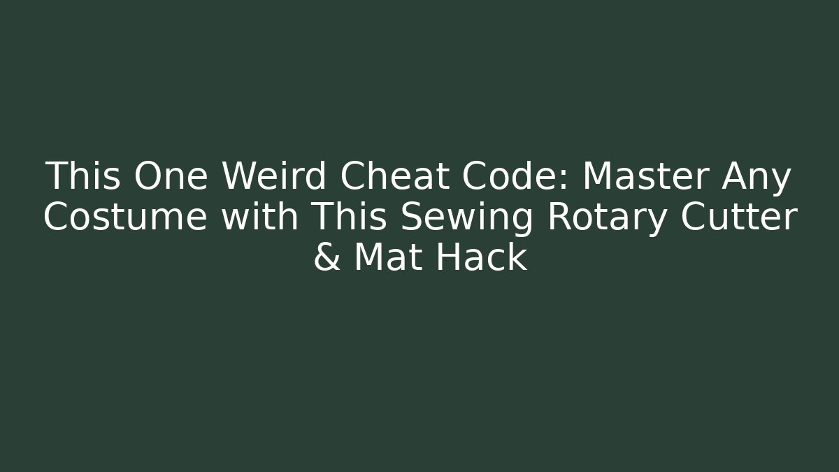 This One Weird Cheat Code: Master Any Costume with This Sewing Rotary Cutter & Mat Hack