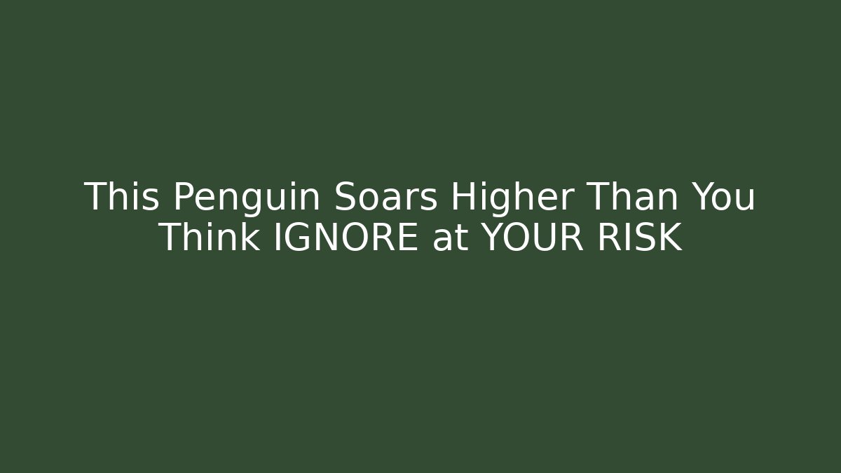 This Penguin Soars Higher Than You Think IGNORE at YOUR RISK