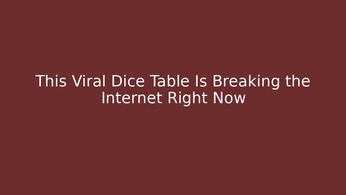 This Viral Dice Table Is Breaking the Internet Right Now - Andrea Zevedo