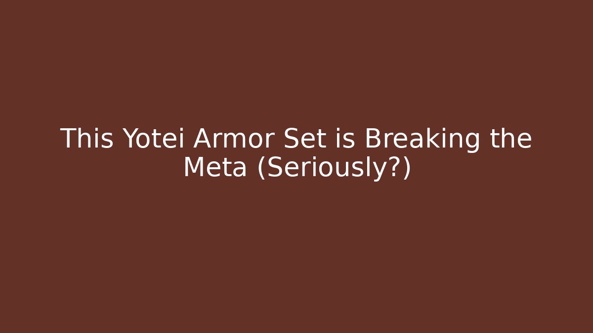 This Yotei Armor Set is Breaking the Meta (Seriously?)