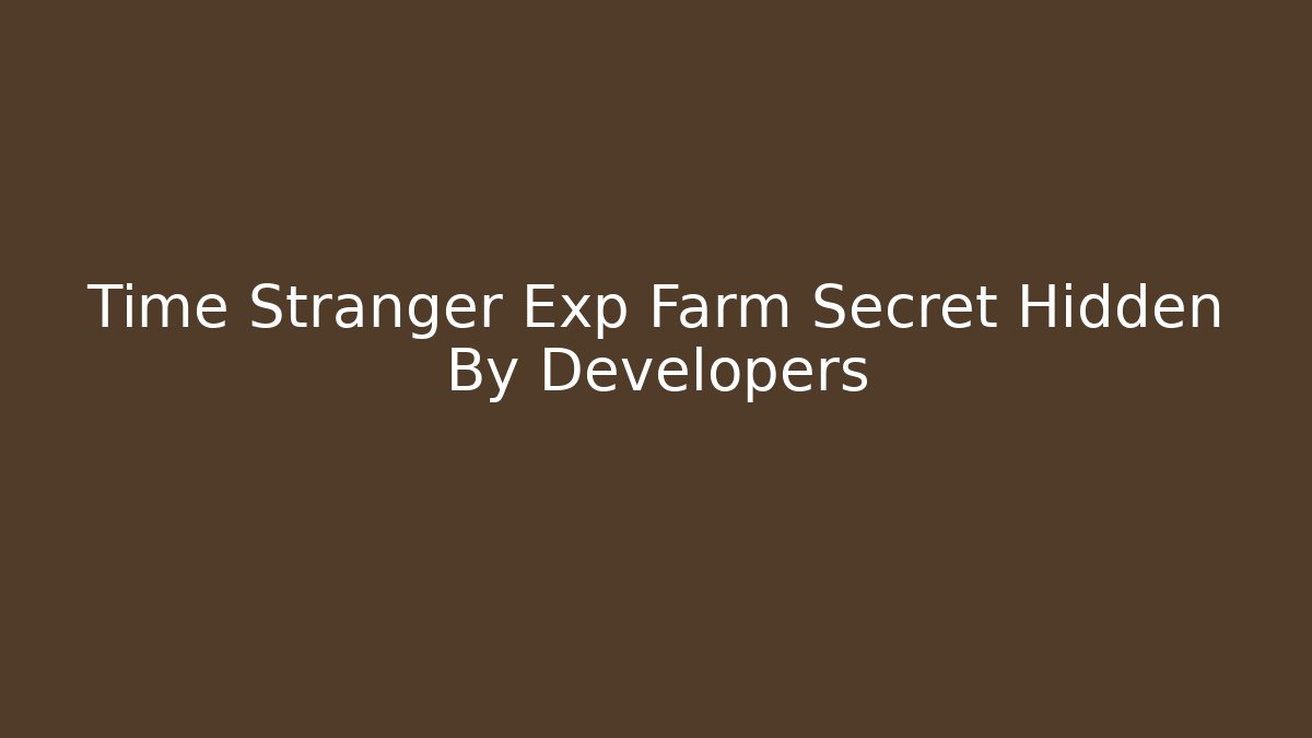 Time Stranger Exp Farm Secret Hidden By Developers - Andrea Zevedo