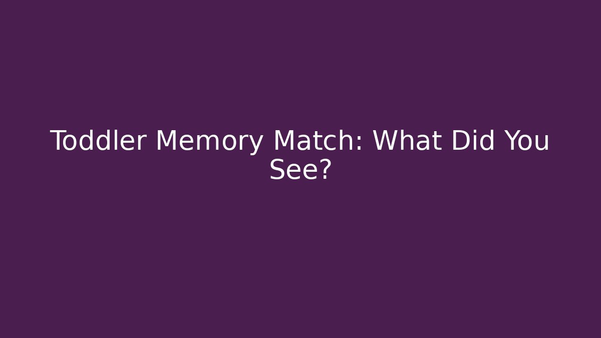 Toddler Memory Match: What Did You See?