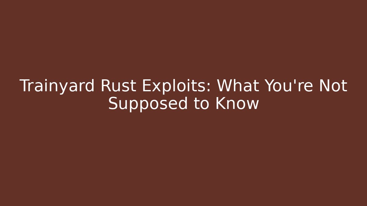 Trainyard Rust Exploits: What You're Not Supposed to Know
